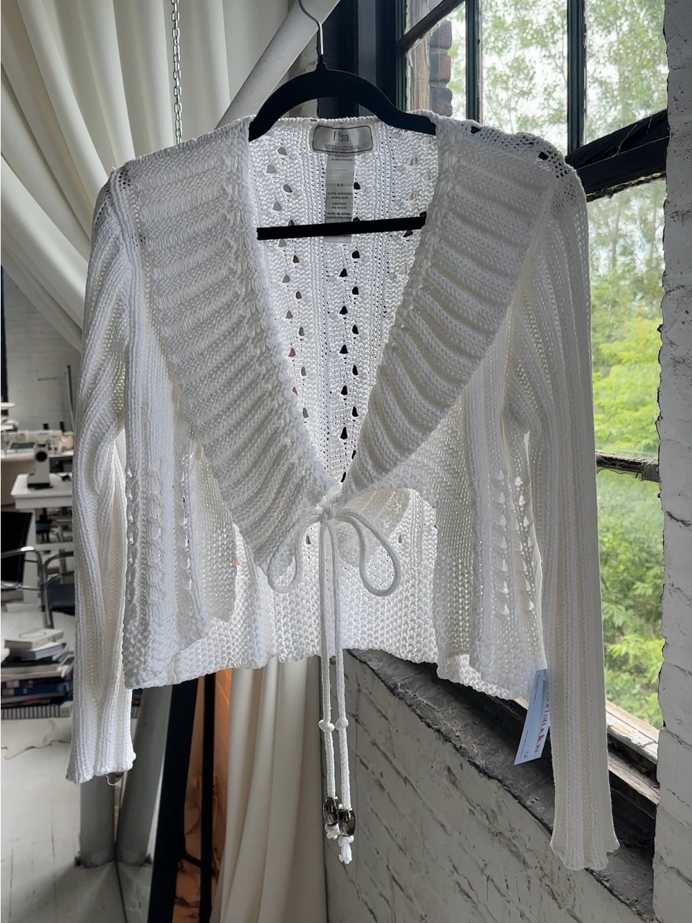 White Knit Tie-Front Cardigan